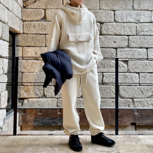 アイボリー23AW ALPACA WOOL LENO CLOTH EASY PANTS